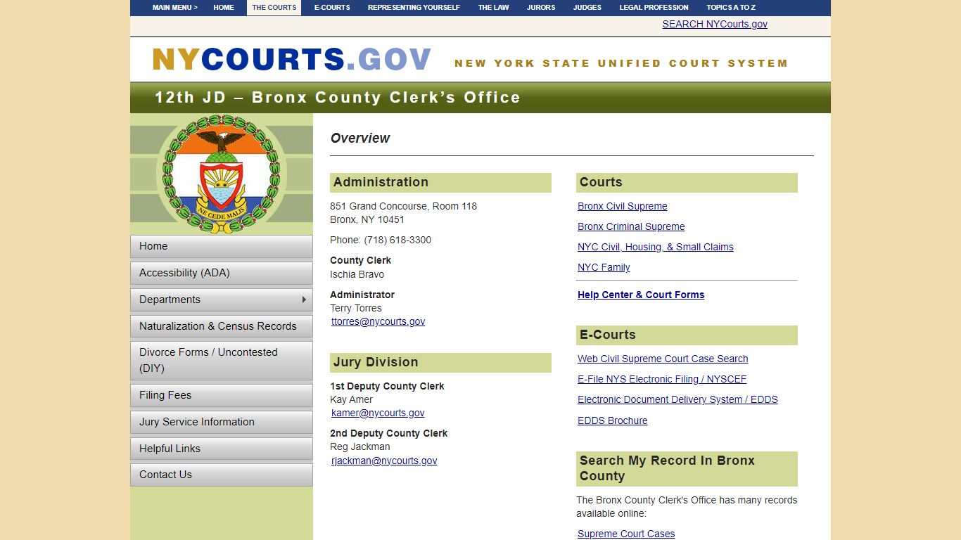 12th JD – Bronx County Clerk | NYCOURTS.GOV - Judiciary of New York